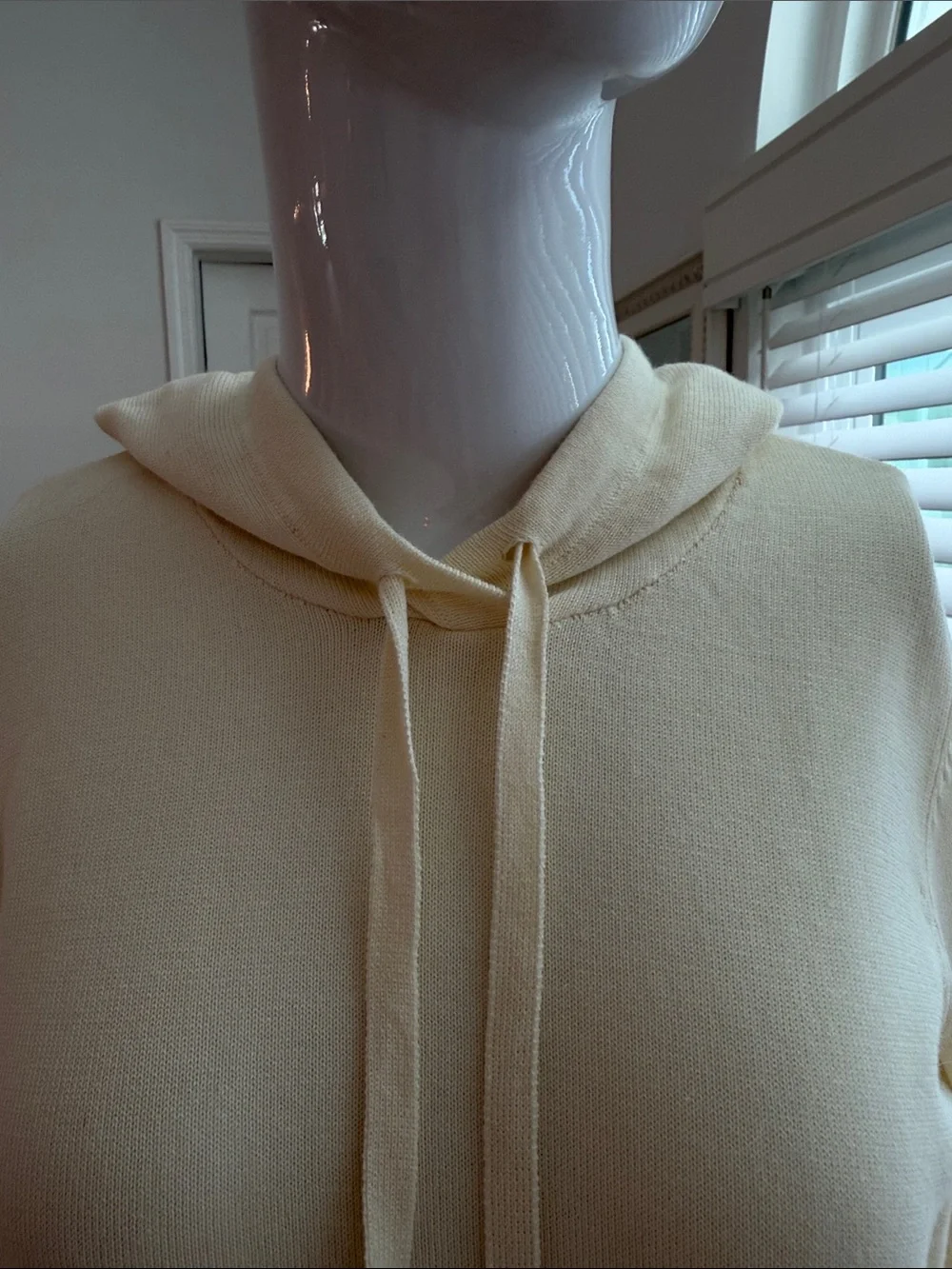 Belle by Kim Gravel Cream Pullover Hoodie Sweater /Faux Fur Pom poms